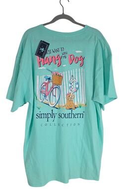Simply Southern Women's XXL Hang With My Dog Graphic Tee Mint NWT Beach Casual